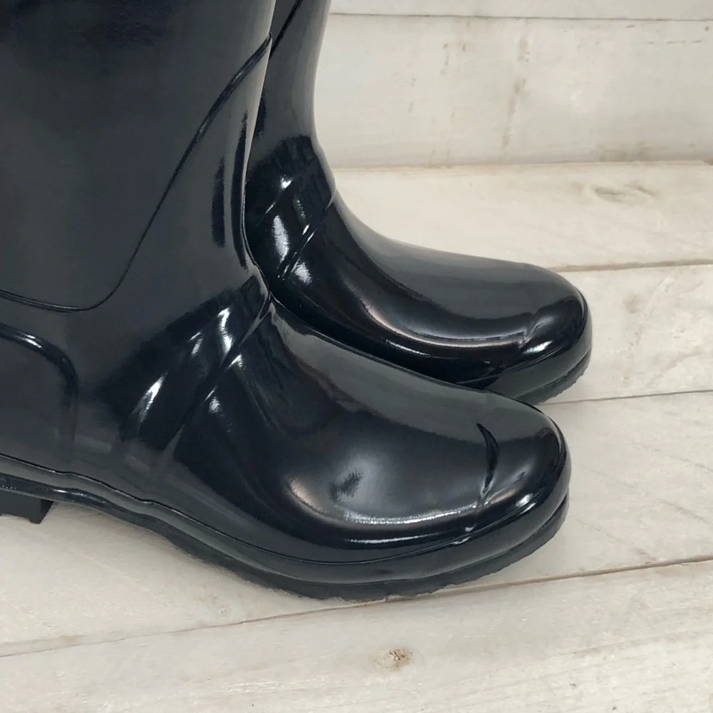 Hunter Navy Gloss Original Tall Rain Boots • Women's Sz 9 • NIB